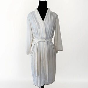 Natori Womens Spa Lightweight Terry Robe Sz S Soft White Pockets Bridal NWT New